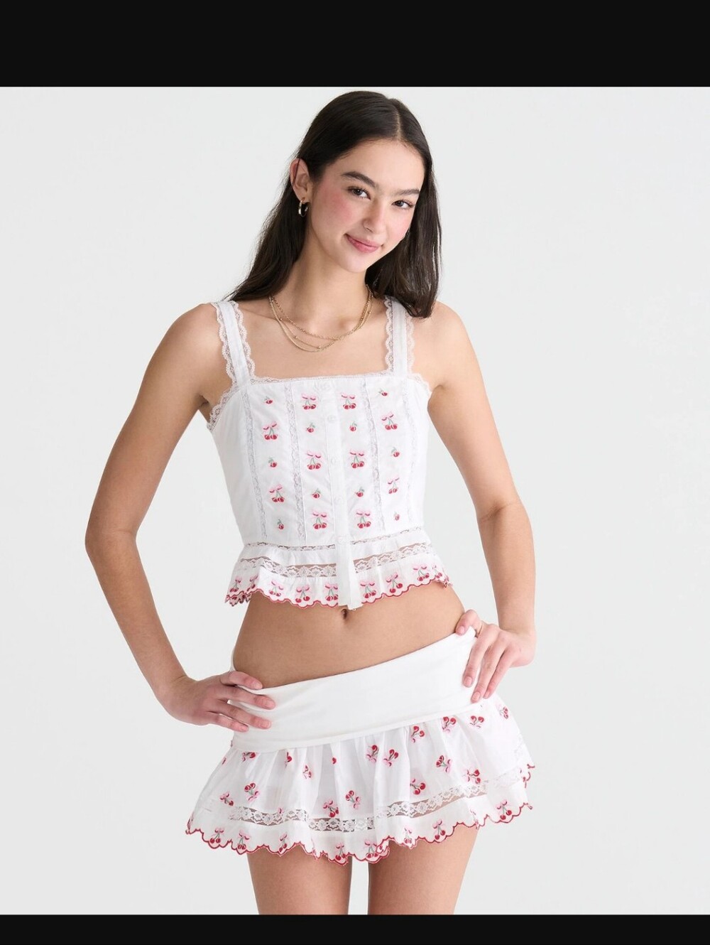 NWT Aeropostale Embroidered Cherries Peplum Crop Top